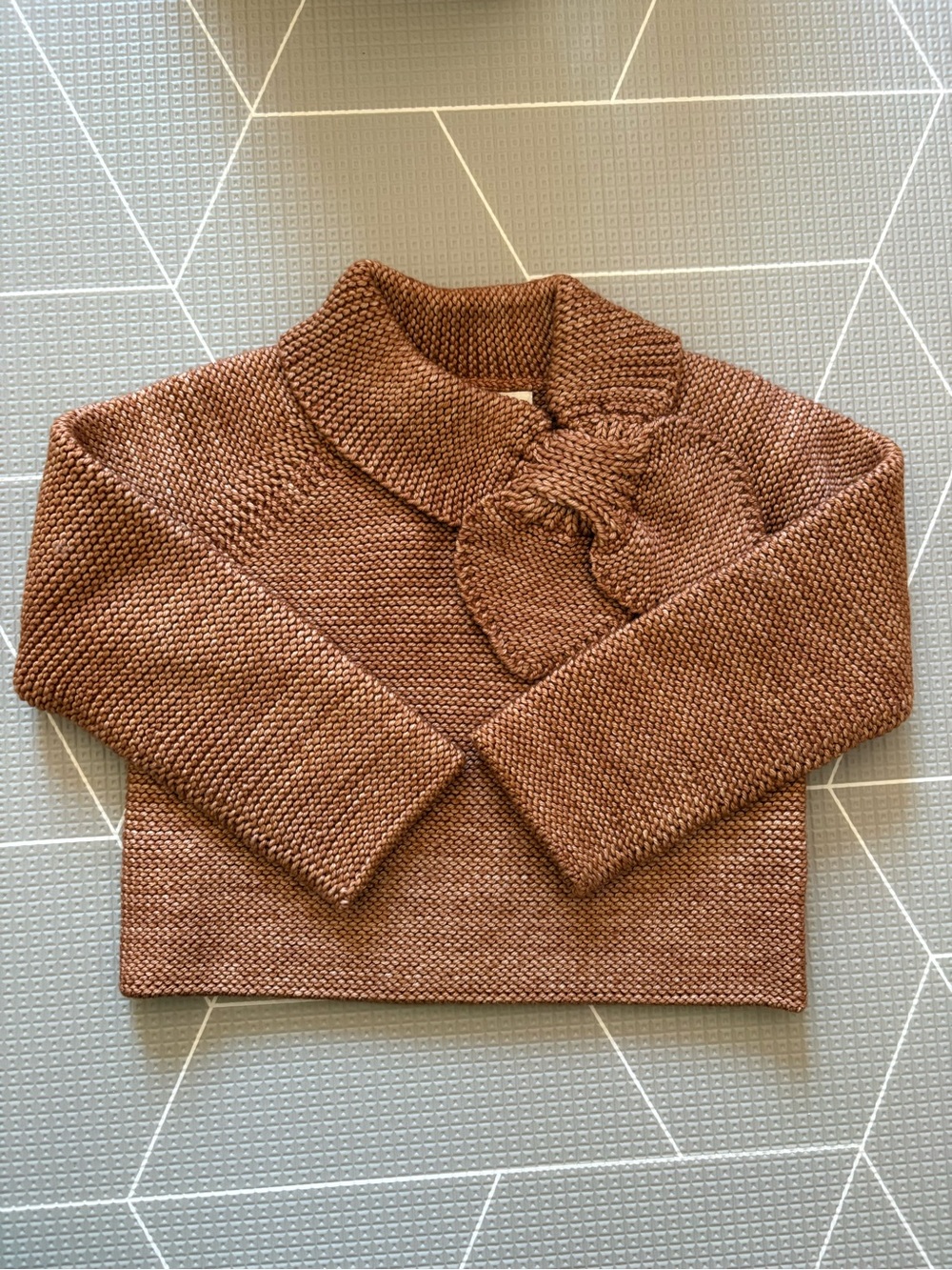 Misha And Puff Rustic Brown Knit Sweater with Bow Collar